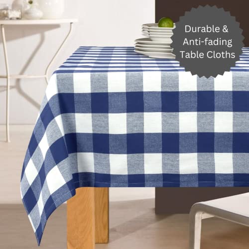 Urbana Cotton Classic Buffalo Plaid Square Tablecloth Timeless Charm For Stylish Dining Durable Washable And Versatile Table Linen Perfect For Home Parties And Events (Blue & White, 52” X 70”) #TOP3