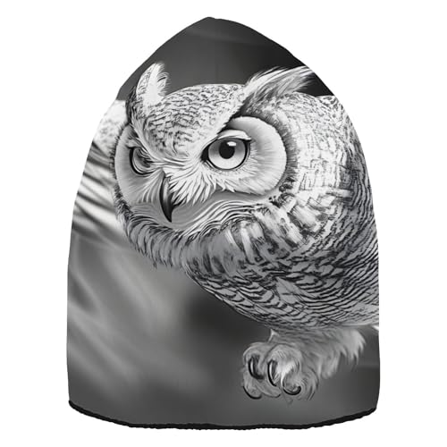 QGBYMX Winter Beanie Owl Flying White for Men Women – Fashion Design, Unisex Soft Warm Knit Hat Ski Stocking Cuffed Cap