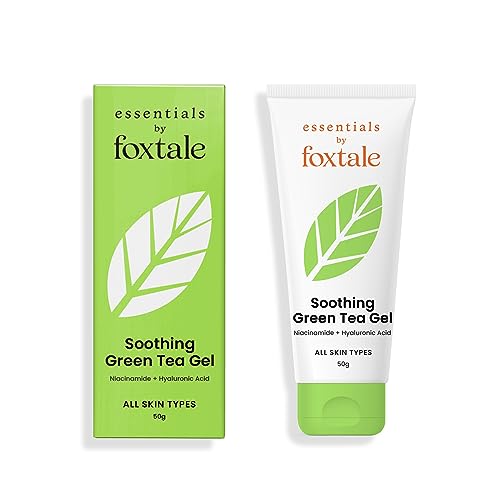 Foxtale Essentials Soothing Green Tea Oil Free Face Moisturizer | for Oily, Acne-Prone, Combination & Sensitive Skin | Hydrates, Brightens and Calms Acne | Antioxidant, Lightweight, Non-Sticky | 50g