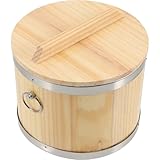 Healeved Secchio di Stoccaggio in Legno per Riso Cotto Coperchio, Contenitore Rotondo per Sushi, Leggero e Compatto, per Cucina Domestica, Ristoranti e Catering