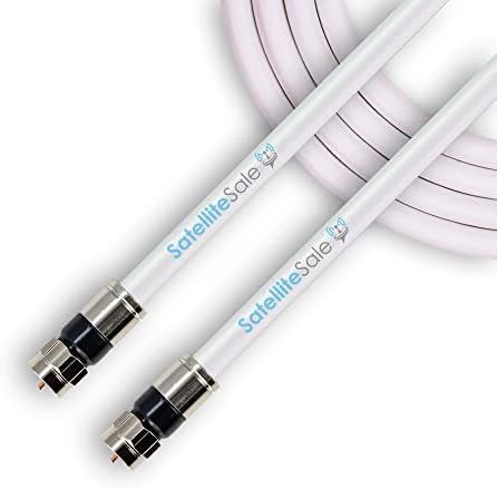 SatelliteSale Digital 75Ohm RG-6/U Coaxial Cable with F-Type Connector Indoor/Outdoor Universal Wire White Cord 3 feet