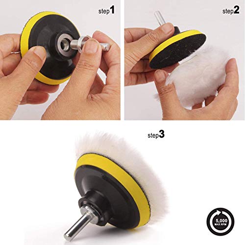 Makitoyo 3-inch Car Foam Drill Polishing Pad Kit for Car Sanding, Buffing, Polishing, Waxing, Sealing Glaze (18 Pads+2 Drill Adapters+2 Suction Cups), 22pieces 3-inch Buffing Pad Set - Thumbnail 5