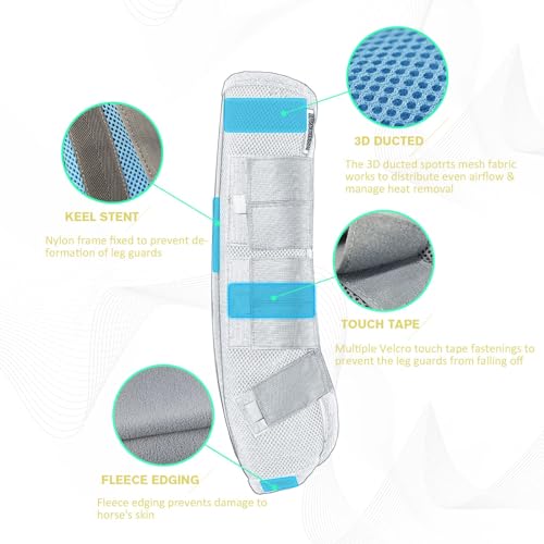 Image of Harrison Howard Horse Fly Boots Leg Guards Fly Boots Protection Set of 4 Voodoo Blue Small Pony