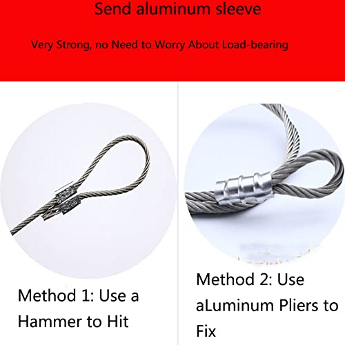 Cable de acero inoxidable 304 recubierto con PVC rojo, diámetro 2 mm, longitud 50 m (incluye 40 manguitos de aluminio) miniatura 2