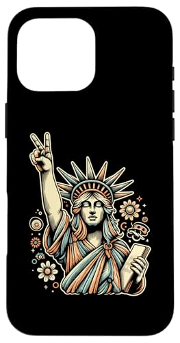 Hippie Statue of Liberty 4th of July Groovy Outfit Hippie �X�}�z�P�[�X iPhone 16 Pro Max �p