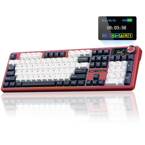 Image of Aula F108 PRO - Wireless Mechanical Keyboard with Screen&Knob,Hot Swappable Gaming Keyboard with 8000mAh Battery,Pre-lubed Switches,RGB Backlit,Creamy Sounding Computer Keyboards,104 Keys (Renewed)