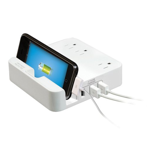 Rnd Desktop Charging Station With 3 Ac Plugs And 3 Usb Ports Surge Protector With A Slot For Ipads And Tablets. #TOP5