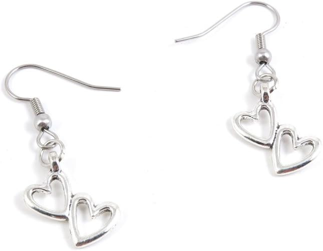 50 Pairs Jewelry Making Charms Supply Supplies Wholesale Fashion Antique Silver Tone Earring Backs Findings Ear Hooks V5RK3 Twins Hearts