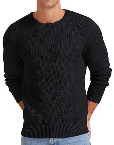 NITAGUT Men's Crewneck Sweater Soft Casual Classic Pullover Knitwear Lightweight Sweaters with Ribbing Edge