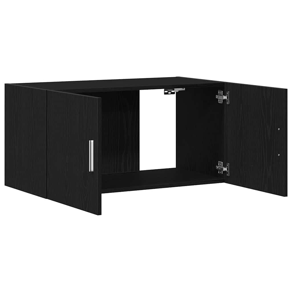 Mangloder - Armadio da parete in legno di quercia nero, 80 x 39 x 40 cm, con 2 ante, sospeso, per soggiorno, camera da letto, ufficio, salvaspazio e moderno