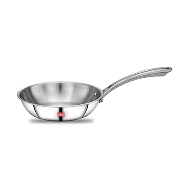 AVIAS Riara Triply Fry Pan, 26cm Stainless Steel Fry Pan, Skillet, Induction Base, Steel Casted Handles, 2.5 Mm Thickness, Triply Stainless Steel Frying Pan, 1.75 Litre, 26cm