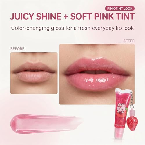 Image of 2 in 1 Cute Tube Design Lip Gloss Keychain for Soft & Nourished Lips - Highly Pigmented Lip Gloss for Girls - Perfect Lipgloss Women Accessory