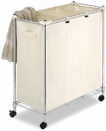 Whitmor 3 Section Rolling Supreme Laundry Sorter With Removable Canvas Bags