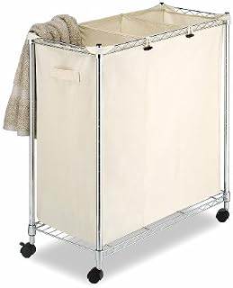 Whitmor 3 Section Rolling Supreme Laundry Sorter with Removable Canvas Bags