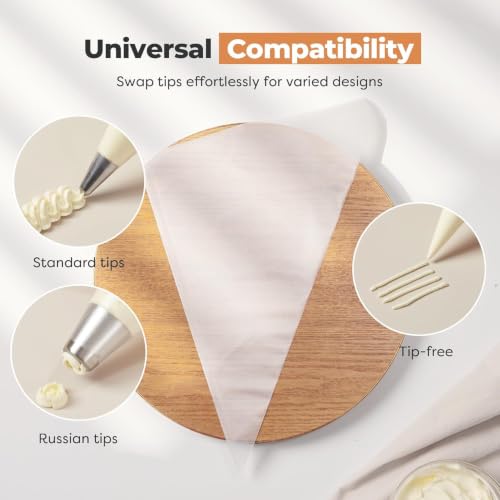 Image of PureBake 100 Pcs Disposable Pastry Icing Piping Bags, Anti-Burst & Non-Slip for Cake, Cookie & Cupcake Decorating, Food-Grade, BPA-Free, 26x17 CM, Clear