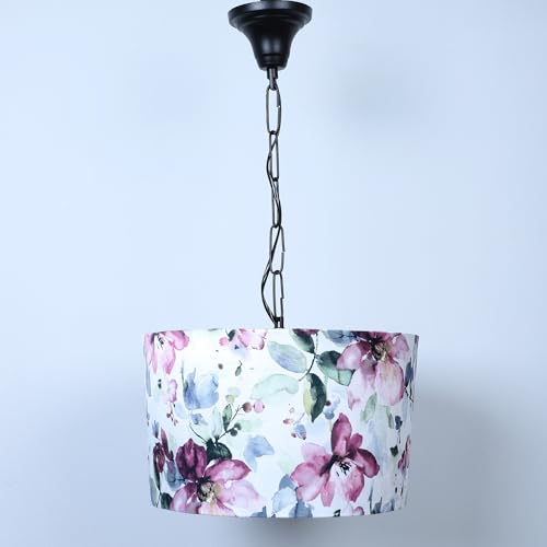 Image of tu casa Cobra Saffron Print Fabric Glow Pendent Light Hanging Lamp for Bedroom, Living Room, Lounge, Office, Gifting Area Without Bulb for Home Decoration (Height - 20 inch)