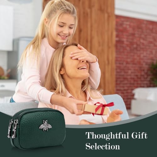 Image of PALAY Women Coin Bag Utility Double Layer PU Small Bag Zipper Pouch Coin Bag Card Bag Purse Bag Cash Bag Birthday Gift Christmas Gift for Women, 11.5x4x7.5cm