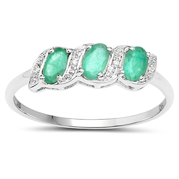 La Collezione Diamante di Smeraldo: Anello 9ct Oro Bianco di compromesso Eternità di Smeraldo e Diamanti, misura dell'anello 6,8,9,10,11,12,13,15,16,17,19,20,21,22,24,25,26