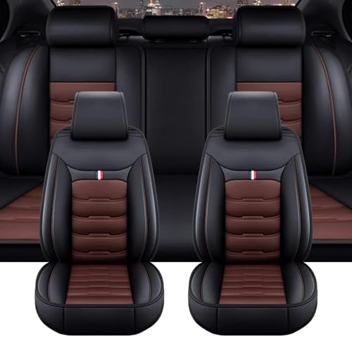 Hsolumen Car Seat Covers for sangYong KGM Torres 2022-2026 2027, Full Leather Front and Rear Automotive Seat Covers Protector Interior Accessories, D/Black-Coffee
