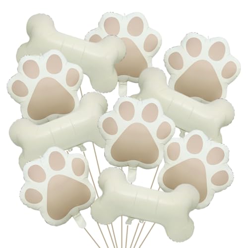 10 Pcs Dog Bone Balloons, Paw Print Balloon, 30 Inch Bone Shaped Foil Balloons,Dog Party Decorations, Paw Party Balloon for Pets Dogs Birthday Party Decoration Supplies