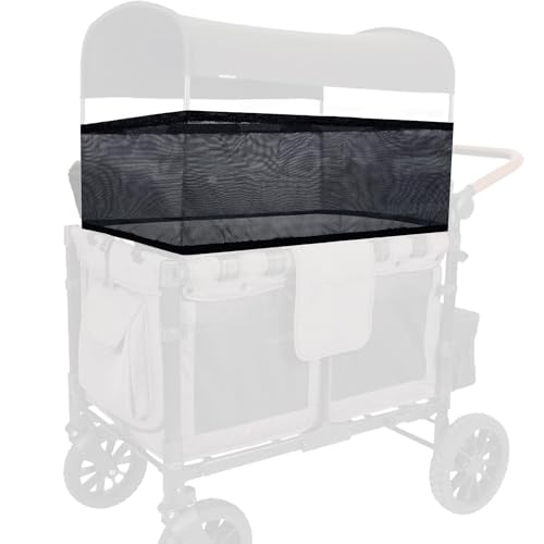 Stroller Wagon Sunshade Net for Wonderfold W4 W2 Breathable Mesh Bug Net Cover Foldable Sun Shade with Sun Shade Stretchable Edges Universal Mosquito Net Black