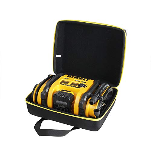 Anleo Hard Travel Case for DEWALT DCC020IB 20V Max Inflator with Battery (Black+Yellow Zipper)