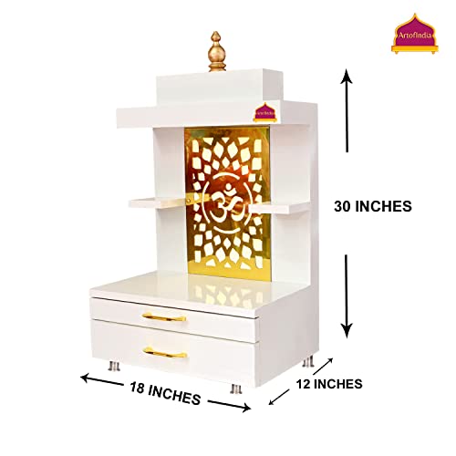 Image of Wooden Beautiful Temple with Led Light Already Assembled | Wooden Temple /Home /Pooja Mandir /Pooja Mandap /for Home (Wall Mounted)