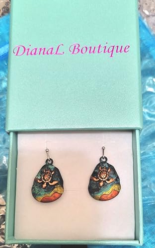DianaL Boutique Sea Turtle Earrings Dangle Metal Casting Patina Copper Finish2