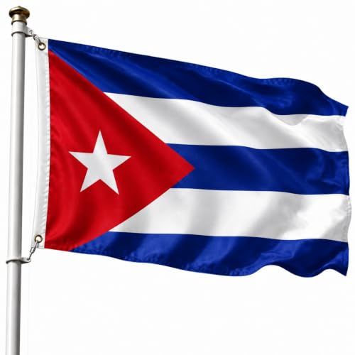 Bandera Cuba 90x150cm, Bandera Estrella Solitaria con 2 Ojales de Latón, Cuba flag, Bandera Copa del Mundo, Bandera de País para exterior, Material Poliéster, Resistente al viento y lluvia