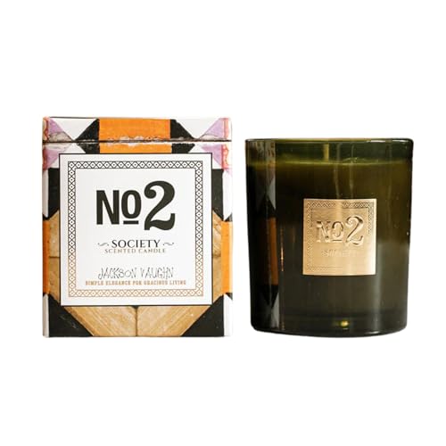 Jackson Vaughn Scented Candle | Aromatherapy Long Lasting Candles Luxury Home Fragrance Decor Gifts Hand Poured Soy Wax Blend Floral Notes of Patchouli, Cocoa Bean 55 Hour Burn 14.5oz (No.2 Society)