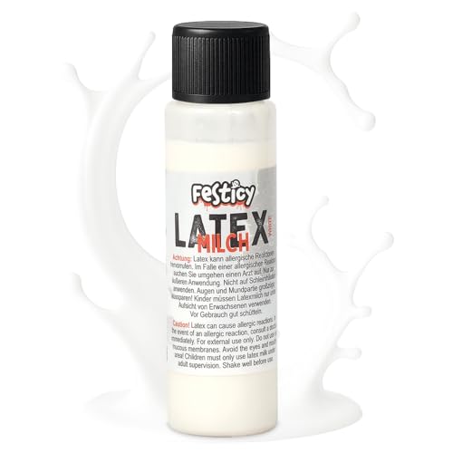 Festicy Leite de látex para Halloween, 30 ml, cor branca, maquilhagem de látex para Halloween, cicatrizes realistas de Halloween e feridas de Halloween, látex, compatível com Festicy Kunstblut