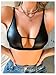 OYOANGLE Women's PU Leather Contrast Mesh Cut Out Bras Wireless Unlined Plunge Bralettes Cami Top Black Small