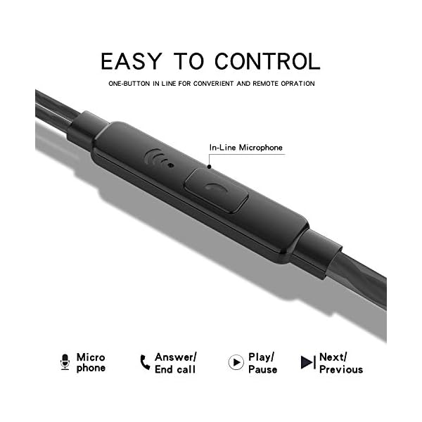 VPB S12 in Ear Earbud Deep Bass Clear Sound Wired Earphone Tangle Free Headphone Noise Isolating with Microphone for iOS and Android Smartphone, Laptop, MP3, Pad (Black White Pink Green 4 Pairs)