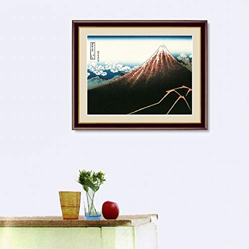 Amazon.co.jp: 葛飾北斎『山下白雨』高精彩工芸画+手彩 風景画 浮世絵