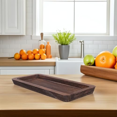 Bandeja rectangular de madera rustica facil de limpiar para snacks y decoracion versatil 8