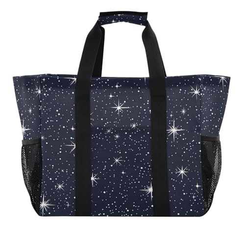 Glowing Star Waterproof Tote Bag,Multi-Purpose Kitchen Reusable Grocery Bags, Travel, Beach & Laundry Organizer 15.4 X 9.8 X 12.8 inch