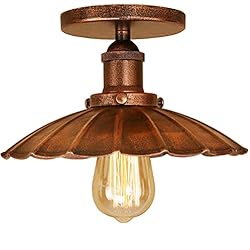 Lamparas Rusticas Para Pasillos HTRUIYATY Lampara Colgante Vintage E27 Lampara Pasillo Techo Paraguas LáMpara Metal Retro Adecuado Para Cocina Sala De Estar Loft -22cm/Oxidado-22CM/Bronce