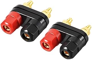 sourcing map 2 Pcs Dual Binding Post Terminal, M5 Thread Power Amplifier Speaker Connector, Banana Plug Jack Socket Red Black