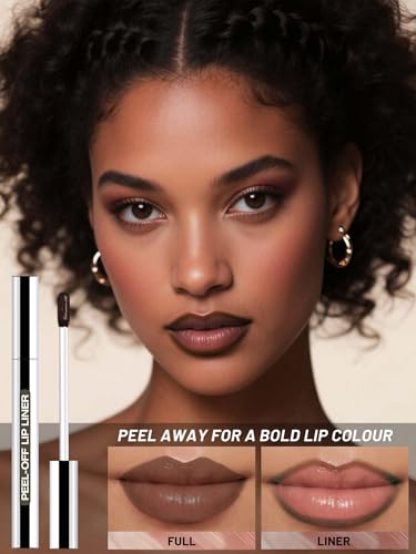Image of Lip Stain Peel Off Lip Liner Stain with Tweezer, Long Lasting Matte Lip Tint Tattoo, Highly Pigmented Color Lip Makeup, Waterproof Lipstick, Transfer-proof Lipstain for Women, Espresso