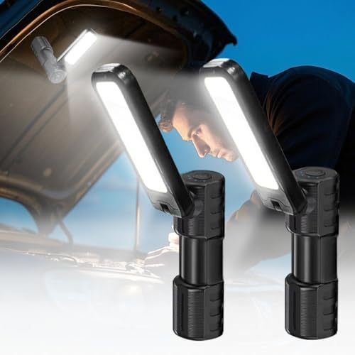 2 Pcs Rechargeable LED Work Light BBQ Grilling Accessories with Magnetic Base, 180° Rotate Mechanic Grill Light for Car Repair, Emergency, Camping, Outdoor & Mechanics Tools