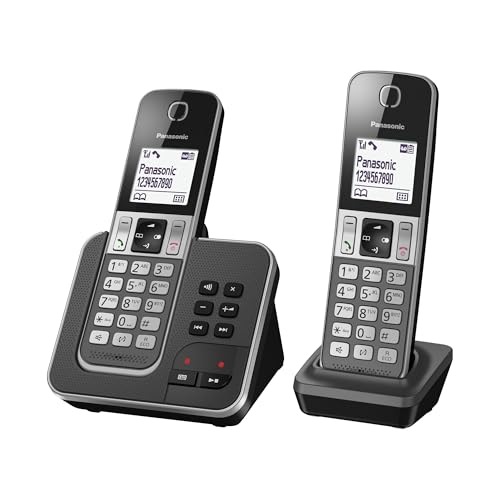 Panasonic KX-TGD322FRG DECT Téléphone Numérique Sans Fil Répondeur Numérique, Base et 2 Combinés, Haut-Parleur Mains Libres, Identification de...