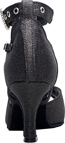 Chaussures de danse professionnelle noires taille 40.5 avec bout ouvert - 4