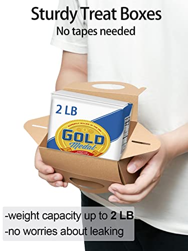 image for Happyhiram 50 Count Party Favor Boxes Kraft Brown, Treat Boxes with Ha