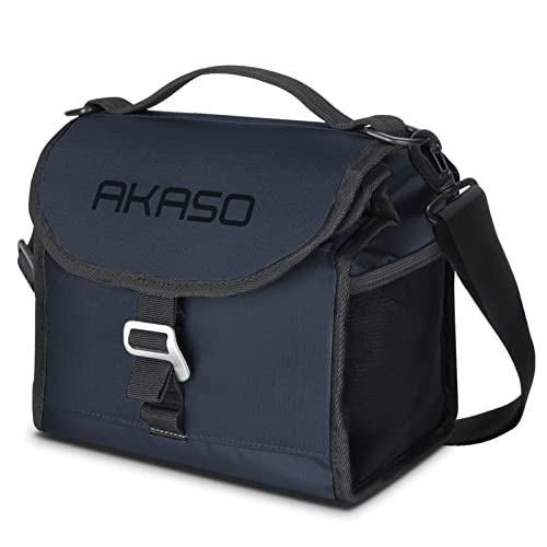 Image of AKASO Insulated Cooler Lunch Bag Packable Lunch Box 12 Can Cooler Bag with Adjustable Shoulder Strap for Office Picnic, Blue