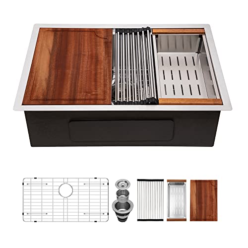 28 Unterbauspüle - Logmey 71,1 cm Einzelschüssel Edelstahl Ledge Workstation Unterbau Küche Spüle Waschbecken Cover