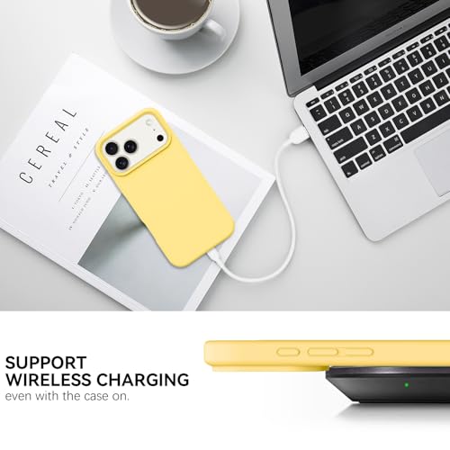 GUAGUA Compatible with iPhone 17 Pro Max Case 6.9 Inch Liquid Silicone Soft Gel Rubber Slim Thin Microfiber Lining Cushion Texture Cover Shockproof Protective Phone Case for iPhone 17 Pro Max, Yellow by GUAGUA - Image 6