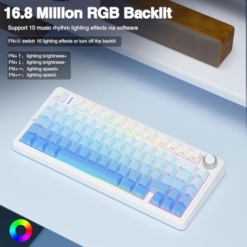 Image of Aula F75 75% Wireless RGB Backlit Tri-Mode Gaming Mechanical Keyboard with Knob | 80 Keys Compact Keyboard, Pre-lubed Gasket Hot-Swappable | Bluetooth /2.4GHz /Type-C | Comic Keycap - Reaper Switches