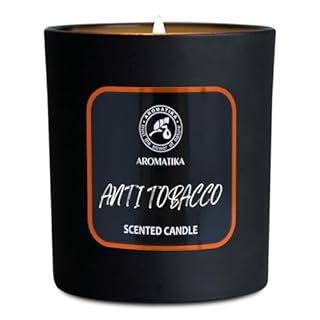 Bougie Parfumée Anti Tabac 200g - Bougie de Huile Essentielle de Menthe Poivrée - Bougie de Cire de Soja - Désodorisant pour la Maison - Bougie en Jarre - Cadeau pour Hommes - Aromathérapie
