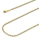 Wellingsale 14k Yellow Gold 3mm Moon Cut Bead Ball Chain Necklace with Lobster Claw Clasp - 22"