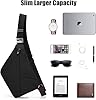 OSOCE Sacoche Homme Bandouliere Sac Poitrine Homme Portefeuille en Bandoulière Sacoche Antivol Léger Multi-Fonctionnel Sling Bag Imperméable Crossbody Sac Noir #3